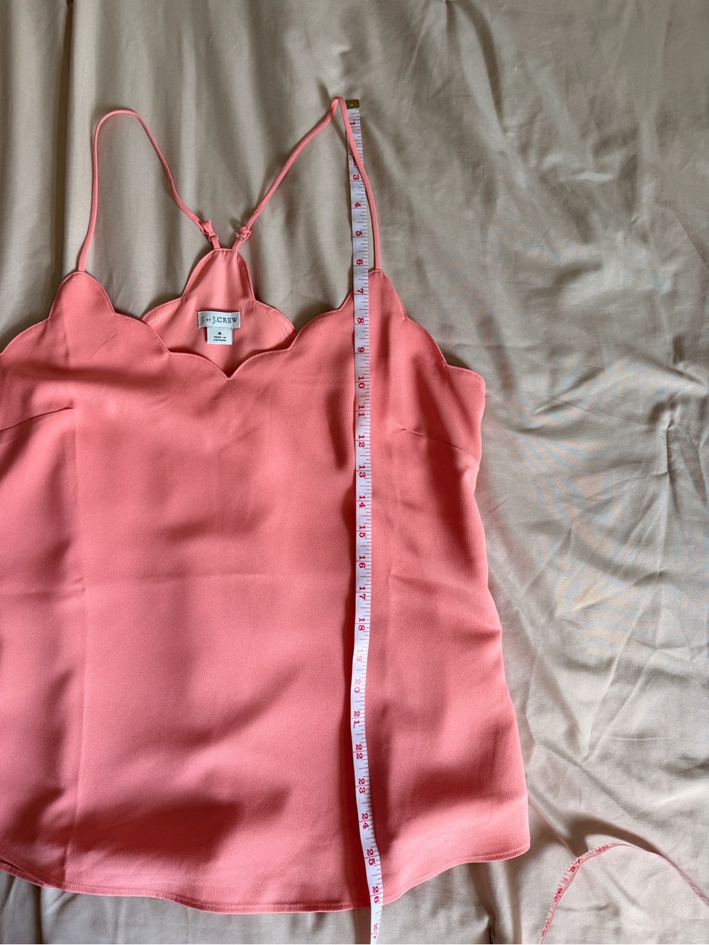 J. Crew Coral Pink Scallop-Edge Spaghetti Strap Camisole - Picture 6 of 8
